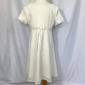 Girl’s Vintage 90’s Jona Michelle White Empire Waist Short Sleeve Dress Size 6X